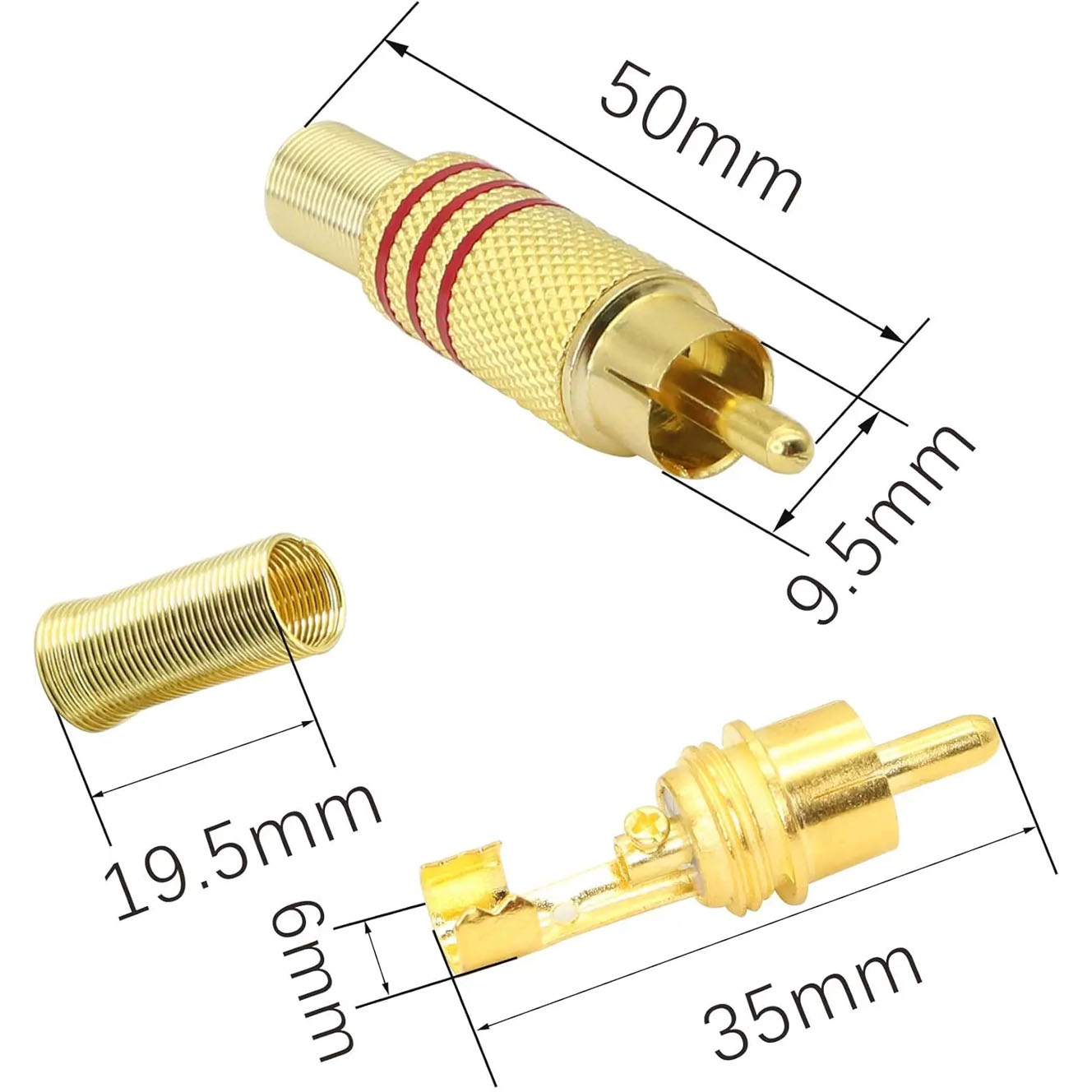 4PCS RCA Plug Gold Plated Sold - Audio Home Cinema ulasan dan harga