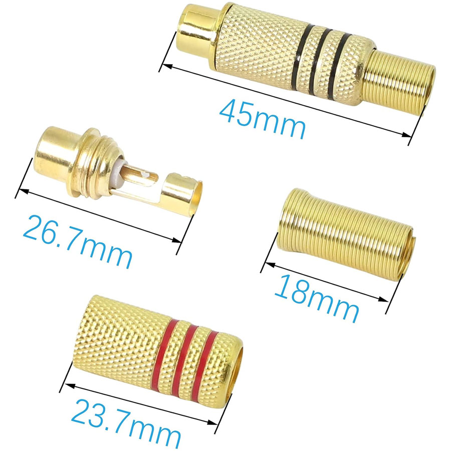 4PCS RCA Plug Gold Plated Sold - Audio Home Cinema ulasan dan harga